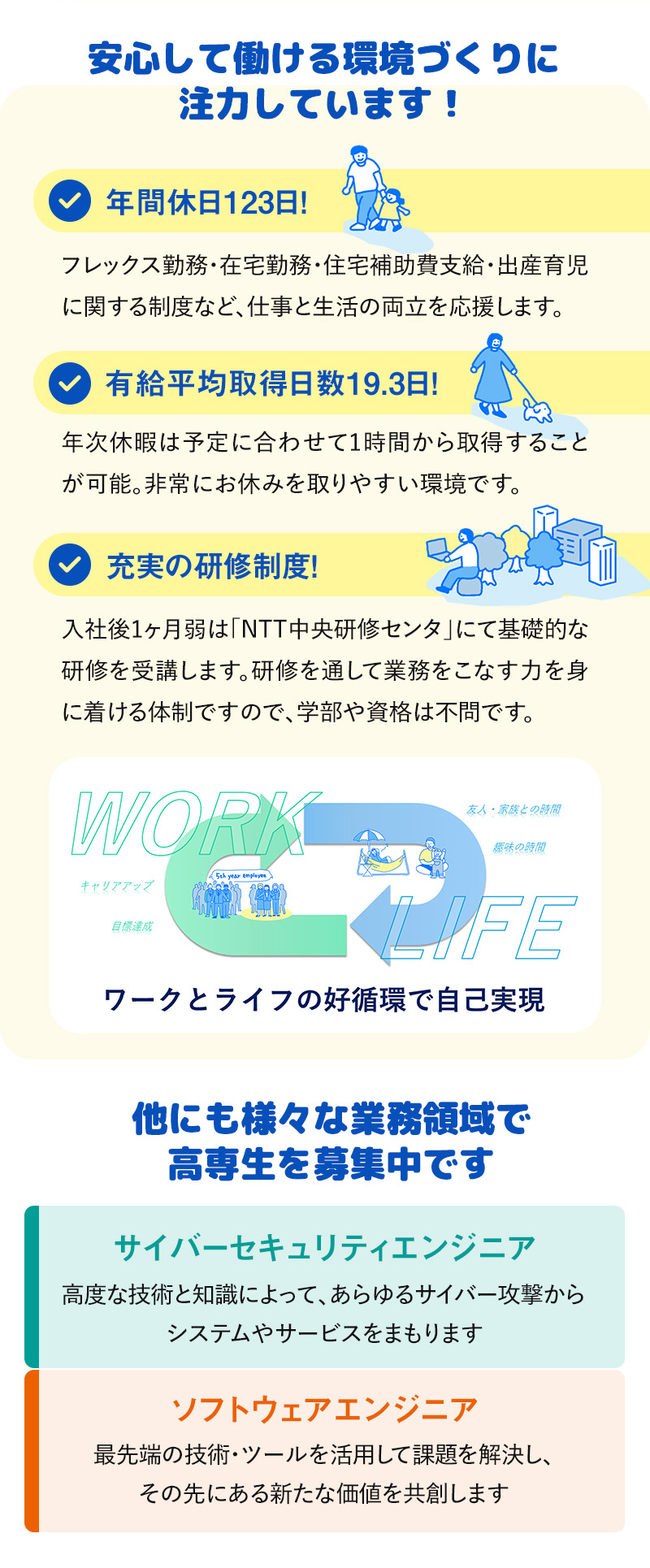 安心して働ける環境づくりに注力しています！